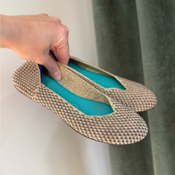Rothy's Metallic Jewel Box Round Toe Ballet Flat - Tan/Pink/Teal - Size 7 *Rare* - Picture 5 of 9